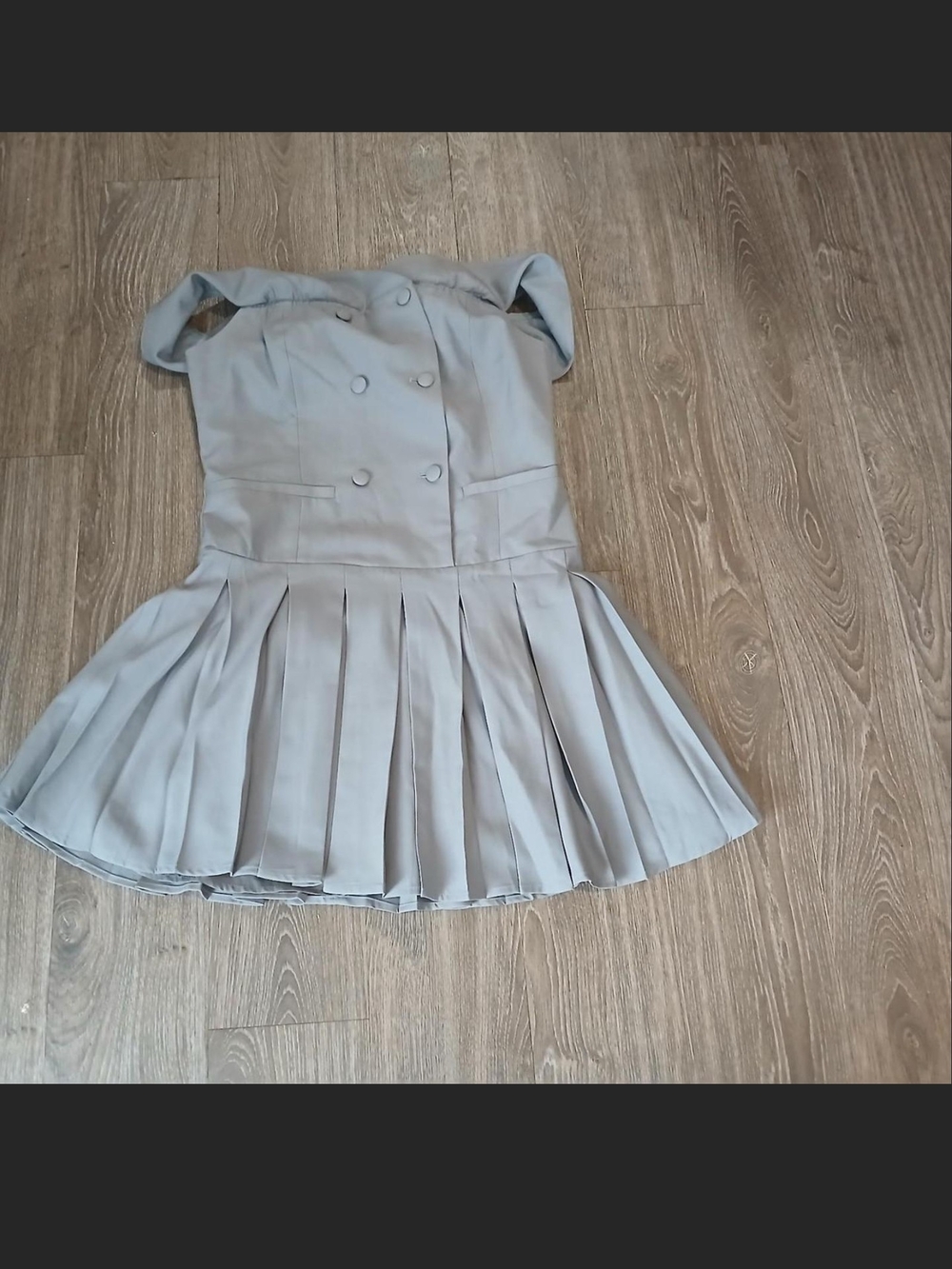 Fashion Nova Slate Grey Pleated Skirt Dress